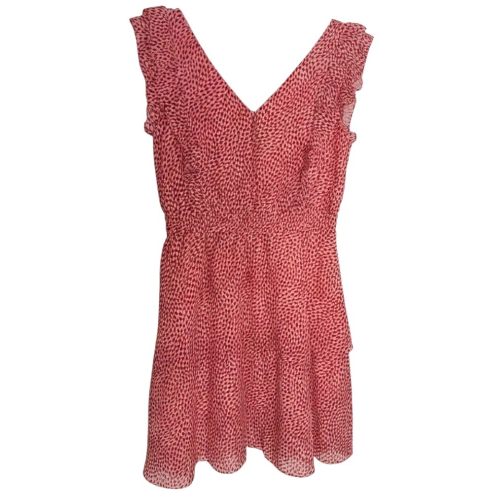 Betsey Johnson Queen Of Hearts Chiffon Dress Ruffle Heart Pink Red L